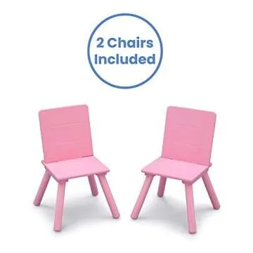 Delta Children Kids Table and Chair Set with Storage (2 Chairs Included), White/Pink