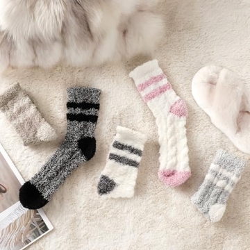 Trifabricy Fuzzy Socks for Women - Fluffy Socks Women, Cozy Socks Slipper Socks for Women, Women's Ultra Soft Winter Thick Warm Fuzzy Sleeping Socks for Home, Candy Colorful