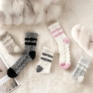 Trifabricy Fuzzy Socks for Women - Fluffy Socks Women, Cozy Socks Slipper Socks for Women, Women's Ultra Soft Winter Thick Warm Fuzzy Sleeping Socks for Home, Candy Colorful