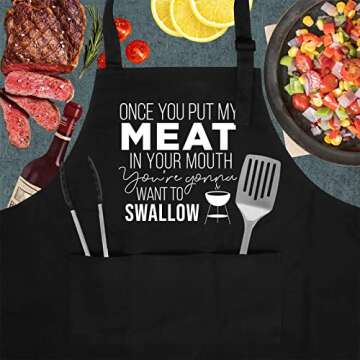 Miracu Funny Cooking Aprons for Men, Husband - Valentines, Birthday Funny Male Gifts for Mens Best F...