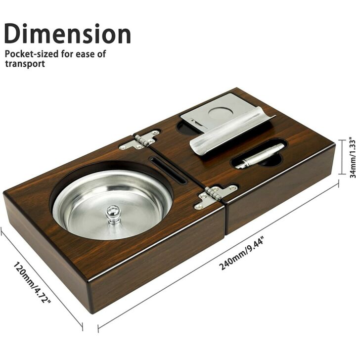 Travel Cigar Ashtray Set with Cutter & Punch - OYHBO