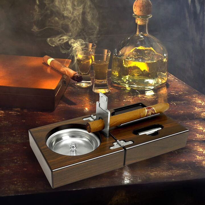 Travel Cigar Ashtray Set with Cutter & Punch - OYHBO
