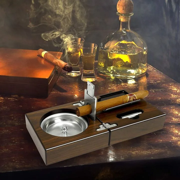 Travel Cigar Ashtray Set with Cutter & Punch - OYHBO