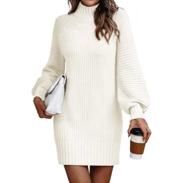 LILLUSORY Women's Mock Turtleneck Sweater Dress - Cozy and Stylish Winter Fashion