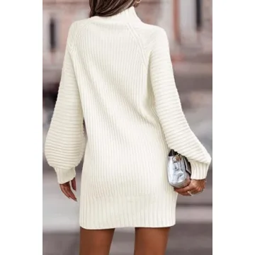 Trendy Women's Mock Turtleneck Sweater Dress for Winter