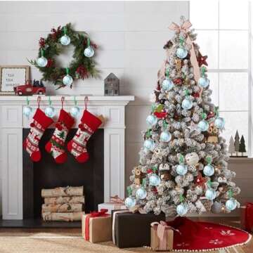 24Pcs Green and White Ball Ornaments 2.36" Green Toile Ornaments French Country Ornaments Ball Fabric Wrapped Farmhouse Valentine's Tree Hanging Ornaments for Holiday Home Decor