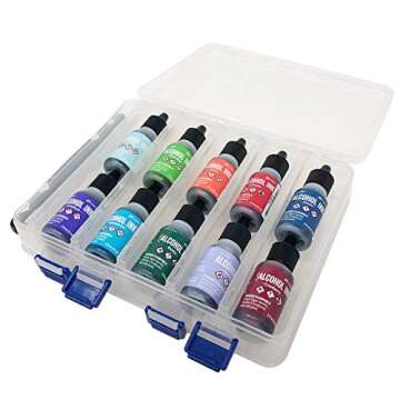 Pixiss Alcohol Ink Hard Plastic Storage Carrying Case Organizer, Stores 20x 0.5-Ounce Bottles of Alcohol Ink, Stickles, Glossy Accents or Reinkers