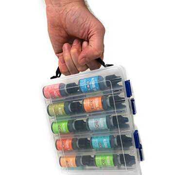 Pixiss Alcohol Ink Hard Plastic Storage Carrying Case Organizer, Stores 20x 0.5-Ounce Bottles of Alcohol Ink, Stickles, Glossy Accents or Reinkers
