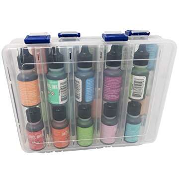 Pixiss Alcohol Ink Hard Plastic Storage Carrying Case Organizer, Stores 20x 0.5-Ounce Bottles of Alcohol Ink, Stickles, Glossy Accents or Reinkers