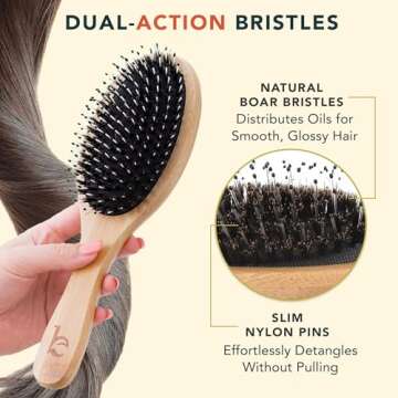Boar Bristle Hair Brush - Detangles All Hair Types