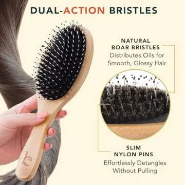 Boar Bristle Hair Brush - Detangles All Hair Types