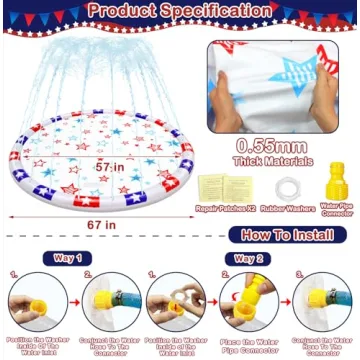 67" Splashes Pad for Kids and Dogs - Summer Fun Water Toy