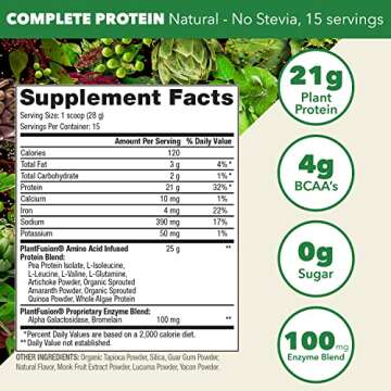 PlantFusion Complete Vegan Protein Powder - Plant Based Protein Powder With BCAAs, Digestive Enzymes...