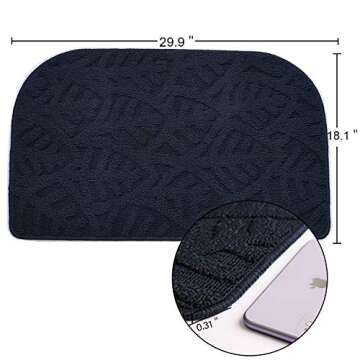 TOONOW Indoor Doormat Front Door Mat,30"x18", Low-Profile Machine Washable Kitchen Rug, Absorbent Mud Half Round Entrance Mat for Outdoors, Entryway, Patio, Bedroom, French Blue