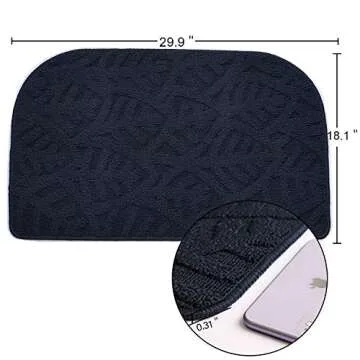 TOONOW Indoor Doormat Front Door Mat,30"x18", Low-Profile Machine Washable Kitchen Rug, Absorbent Mud Half Round Entrance Mat for Outdoors, Entryway, Patio, Bedroom, French Blue