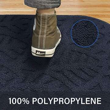 TOONOW Indoor Doormat Front Door Mat,30"x18", Low-Profile Machine Washable Kitchen Rug, Absorbent Mud Half Round Entrance Mat for Outdoors, Entryway, Patio, Bedroom, French Blue