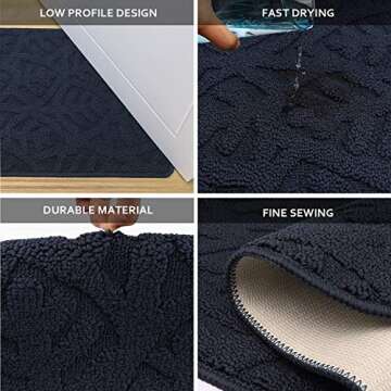 TOONOW Indoor Doormat Front Door Mat,30"x18", Low-Profile Machine Washable Kitchen Rug, Absorbent Mud Half Round Entrance Mat for Outdoors, Entryway, Patio, Bedroom, French Blue