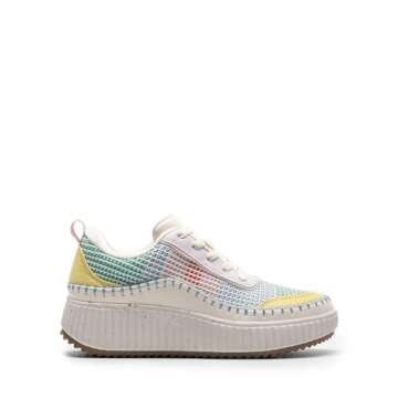 DREAM PAIRS Women Chunky City Tweed Comfortable Casual Platform Fashion Sneaker,Size 7.5,White/Rainb...