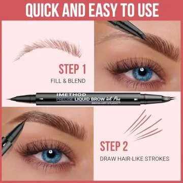 iMethod Curved Eyebrow Pen - Eyebrow Pencil, Brow Pencil 2-in-1 Dual-Ended Microblading Eyebrow Pen with Micro-Fork-Tip and Precise Brush-Tip Create Natural Hair-Like Brows, Last All-Day, Blonde