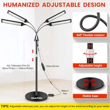 Viconor Red Light Therapy Lamp,4 Head Infrared Light Therapy for Body Device with Adjustable Stand-660nm Red Light＆850nm Near Infrared Light Therapy Device for Face,Body,Pain,Skin at Home