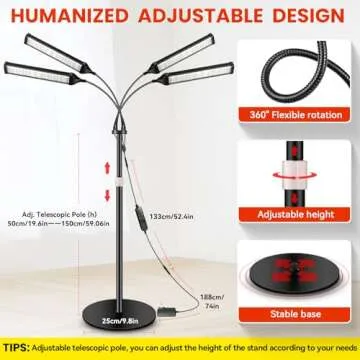 Viconor Red Light Therapy Lamp,4 Head Infrared Light Therapy for Body Device with Adjustable Stand-660nm Red Light＆850nm Near Infrared Light Therapy Device for Face,Body,Pain,Skin at Home