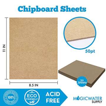 25 Chipboard Sheets 8.5 x 11 inch - 50pt (point) Heavy Weight Brown Kraft Cardboard for Scrapbooking...