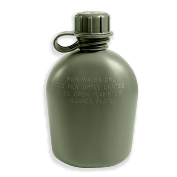 Olive Drab Green Plastic Canteen – GI Style Screw-Top Cap Polyethylene 1 Quart Canteen – Durable...