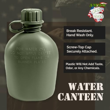 Durable Olive Drab Plastic Canteen - Tactical Water Bottle