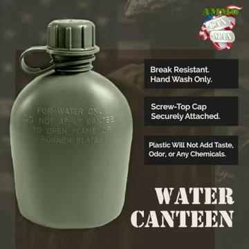 Durable Olive Drab Plastic Canteen - Tactical Water Bottle