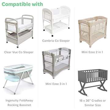 Cradle Sheets Fitted 18 x 36 – Compatible with Arms Reach Co Sleeper Clear Vue, Cambria, Mini Ezee...