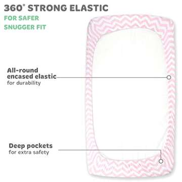 Cradle Sheets Fitted 18 x 36 – Compatible with Arms Reach Co Sleeper Clear Vue, Cambria, Mini Ezee Bassinets – Fits Without Bunching Mattress – Snuggly Soft Jersey Cotton – Pink – 2 Pack