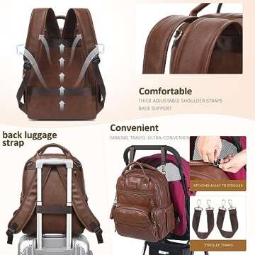 ROSEGIN Vegan Leather Diaper Bag Backpack: Stylish & Spacious