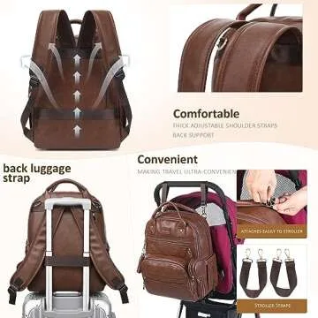 ROSEGIN Vegan Leather Diaper Bag Backpack: Stylish & Spacious