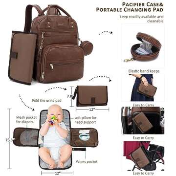 ROSEGIN Vegan Leather Diaper Bag Backpack: Stylish & Spacious