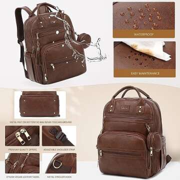 ROSEGIN Vegan Leather Diaper Bag Backpack: Stylish & Spacious