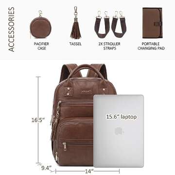 ROSEGIN Vegan Leather Diaper Bag Backpack: Stylish & Spacious
