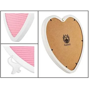 G GAMIT Heart-Shaped Felt Letter Board Message Sign,10x10 inches Message Board with 465 Changeable White&Golden Letters,Numbers,Cursive Words and Stand for Party,Pregnancy,Wall&Tabletop Decor (Pink)