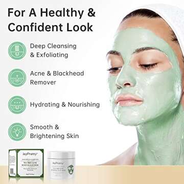 Clay Mask, Tea Tree Acne Removal Clay Mask, JoyPretty Sensitive Skin Soothing Face Mask Skin Care, Nourishing, Anti-Acne, Deep Cleansing Face Mud Mask, Acne Purifying Mask, Pore Purifying(60G)