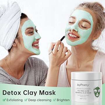 Clay Mask, Tea Tree Acne Removal Clay Mask, JoyPretty Sensitive Skin Soothing Face Mask Skin Care, Nourishing, Anti-Acne, Deep Cleansing Face Mud Mask, Acne Purifying Mask, Pore Purifying(60G)