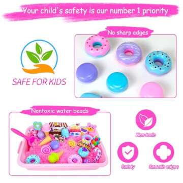 Play Sand Kits for Kids, Ice Cream Sensory Bin Sandbox to Create A Mini Cake Factory with 2lbs Magic Sand| Ice Cream & Cake Models and Tools, A Larger Ice Cream & Cake Factory Can Be Created By Beach