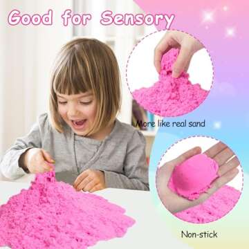 Play Sand Kits for Kids, Ice Cream Sensory Bin Sandbox to Create A Mini Cake Factory with 2lbs Magic Sand| Ice Cream & Cake Models and Tools, A Larger Ice Cream & Cake Factory Can Be Created By Beach