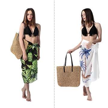 CHIC DIARY Womens Hand-woven Straw Shoulder Bag Large Summer Beach Leather Handles Handbag Tote with...