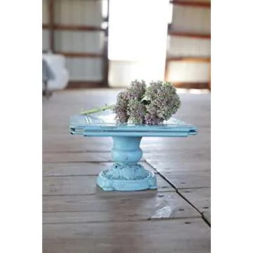 Distressed Blue Metal Pedestal for Chic Home Decor
