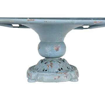 Distressed Blue Metal Pedestal for Chic Home Decor
