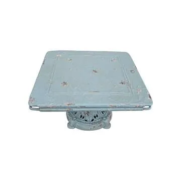 Distressed Blue Metal Pedestal for Chic Home Decor