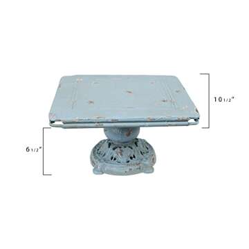 Distressed Blue Metal Pedestal for Chic Home Decor