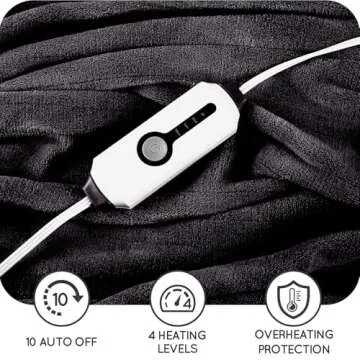 Electric Heated Blanket 72"x84" Full Size with 4 Heating Levels and 10 Hours Auto-Off Large Oversized Heating Blanket with Soft Plush Fabric for Bedding - Dark Grey