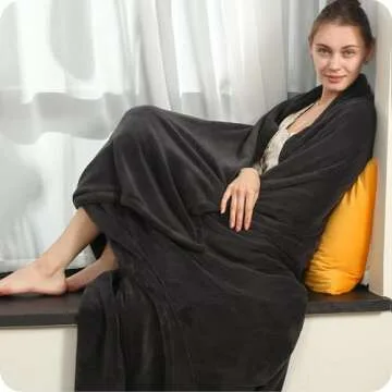 Electric Heated Blanket 72"x84" Full Size with 4 Heating Levels and 10 Hours Auto-Off Large Oversized Heating Blanket with Soft Plush Fabric for Bedding - Dark Grey