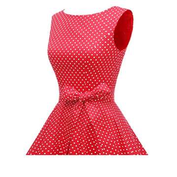 Hanpceirs Women's Boatneck Sleeveless Swing Vintage 1950s Cocktail Dress Red Small Dot M