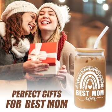 Valentines Day Gifts for Her Mom, Gifts for Mom from Daughter Son, Mom Gifts for Mama Wife New Mom Stepmom on Christmas Mothers Day, Personalized Birthday Mothers Day Gifts for Women - Can Glass 16OZ